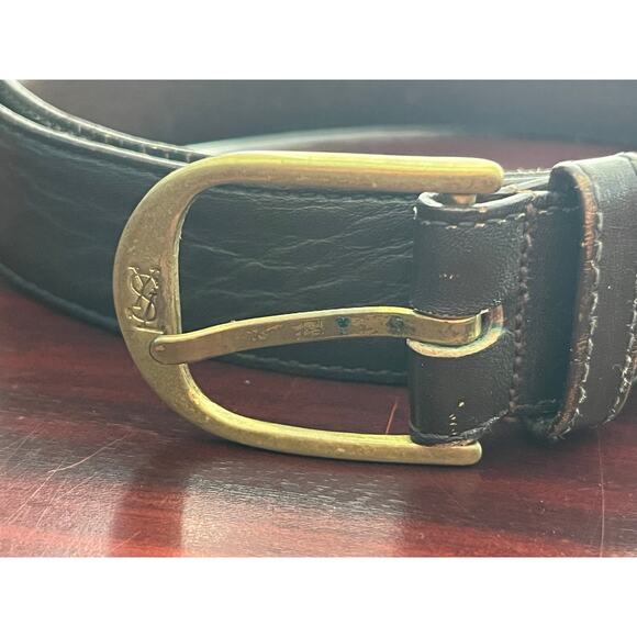 VTG YSL Belt Size 40 Solid Brass Buckle Brown Kipskin Saddle Leather Flaws - Picture 3 of 10